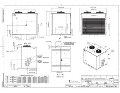 General arrangement drawing for a specific model under the R4 DXR refrigerated direct expansion dryer range