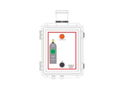 Remote alarm box for single cylinder bank for outdoor installation
