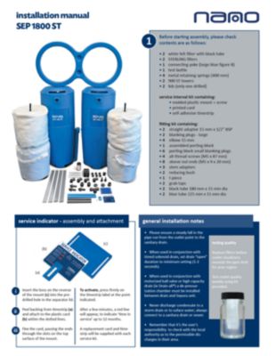 The installation manual for the SEP 1800 ST model of oil water separators