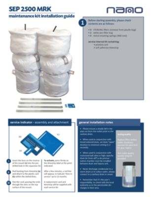 The installation manual for the SEP 2500 replacement media kit for oil water separators