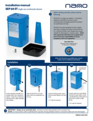 The installation manual for the SEP 060 ST model of oil water separators