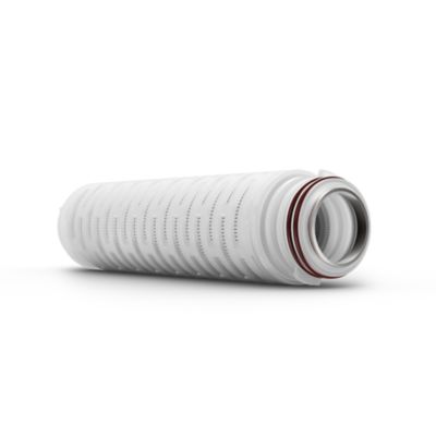 Horizontal view of pleated fiber filter cartridge