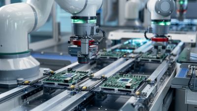 Component installation and quality control of circuit board. 