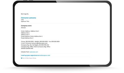 Template of an email signature