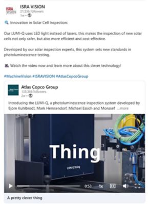 Example of a social media post from a technology brand using the correct reshares