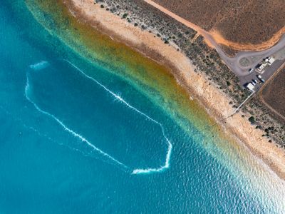 Aerial view of bubble curtain