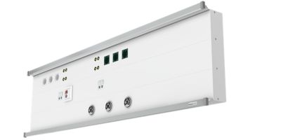 Product illustration of a surface mounted bedhead unit.