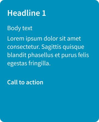 Example of how text should be applied to a blue teaser card