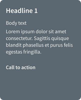 Example of how text should be applied to a gray teaser card