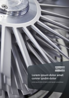 Cover of the two page flyer with a full page image and an innovation flag in the bottom right with text and the Atlas Copco logo