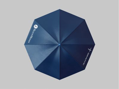 Branded items mockups: umbrella's