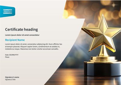 The logotype cutout applied to a certificate