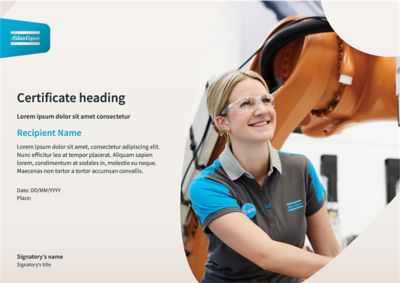 The logotype cutout applied to a certificate