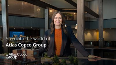 Example of a video thumbnail with the Atlas Copco Group logo