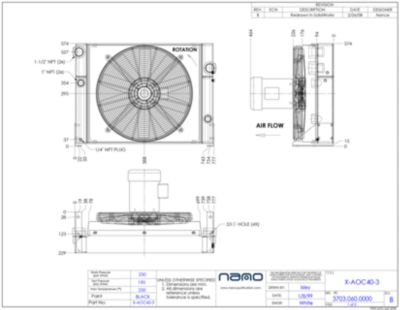 The ga drawing for the X-AOC 40 aftercooler