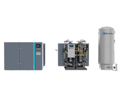 Line up of compressor, Z lab, and tank from front view