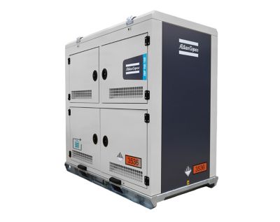 Compacte witte industriële batterij (ZBP 150-150) met bedieningspaneel en aansluitingen