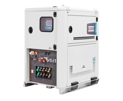 Compacte witte industriële batterij (ZBP 45-75) met bedieningspaneel en aansluitingen