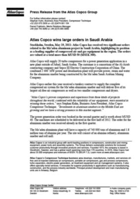 110519 -en- Atlas Copco wins large orders in Saudi
