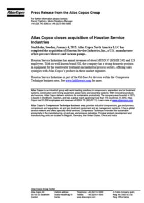 120104 -en- Atlas Copco closes HSI acquisition