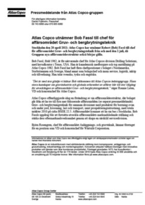 110420 -sv- Bob Fassl appointed Mining and Rock Excavation Technique President