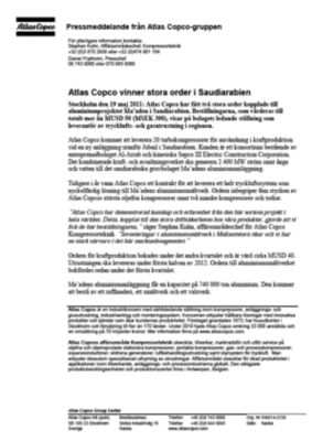 110519 -sv- Atlas Copco wins large orders in Saudi