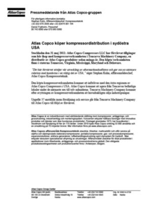 110531 -sv- Atlas Copco acquires Tencarva