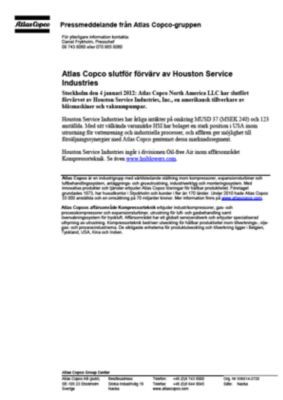 120104 -sv- Atlas Copco closes HSI acquisition