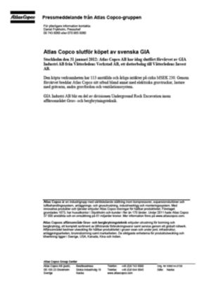 120131 -sv- Atlas Copco closes GIA acquisition