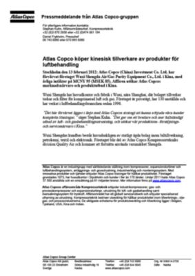 120213 -sv- Atlas Copco acquires Wuxi Shengda