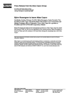 110210 -en- Björn Rosengren to leave Atlas Copco