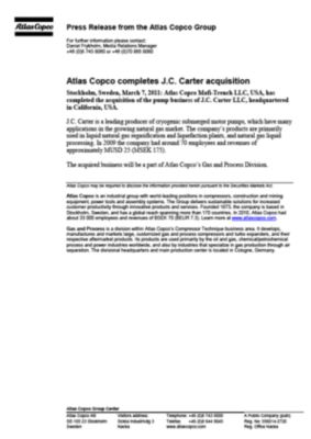 110307 -en- Atlas Copco closes JC Carter acquisition