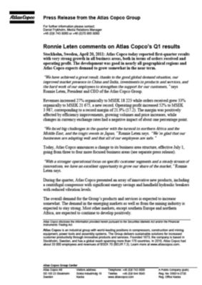 110420 -en- CEO comments Q1 2011