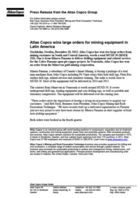 121228 -en- Large orders in the Americas