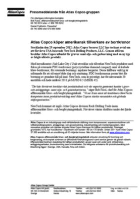 120925 -sv- Atlas Copco acquires Newtech