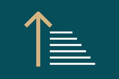 Lines stacked up and aligned to the left with an arrow to the left pointing up