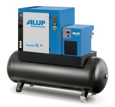 Alup_Sonetto 15_MAXI_3quarter_right_tank_dryer fixed speed screw compressor