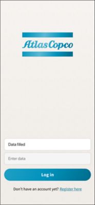 Login screen in a light theme with a blue gradient logo