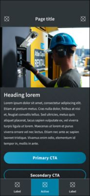 Template app interface with a tab bar in a dark theme