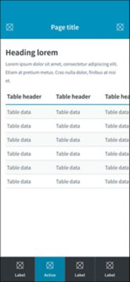 Template table in a light theme