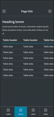 Template table in a dark theme