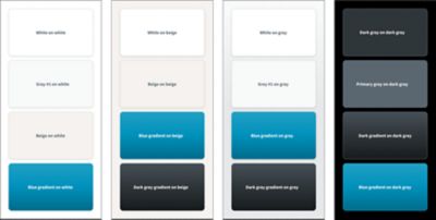 Four different combinations of background and surface colors for different themes