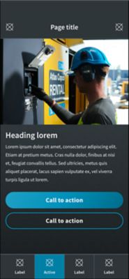 Template app interface in a dark theme
