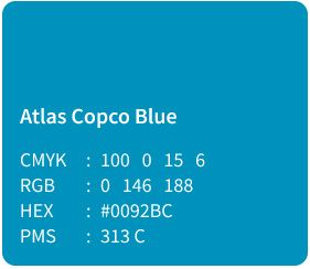 Example of Atlas Copco blue color with color codes