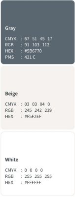 Gray, beige and white are supporting colors