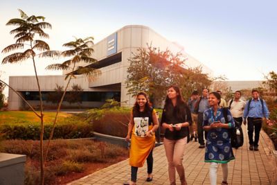 People outside the Atlas Copco Chakan plant in India