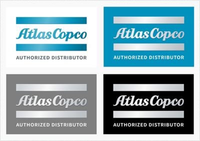 Four color variations of authorized distributor logo presented in a grid