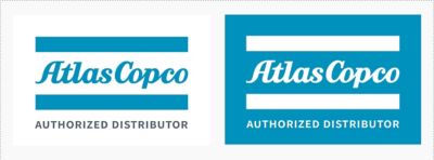 Examples of Atlas Copco authorized distributor logo flat color options