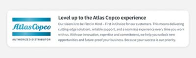 Example image of how Atlas Copco distributor logo can be used together with company description