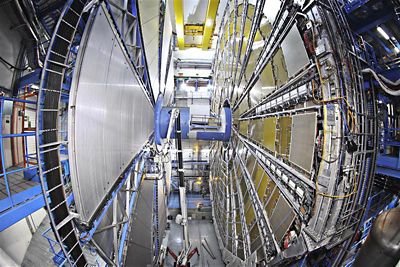 The ATLAS detector is used to make particle discoveries resulting from head-on collisions of protons. The research contributes to studies on extra dimensions, unification of forces, and dark matter. 
